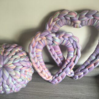Chunky Knitted Unicorn Merino Heart Wreath Collection