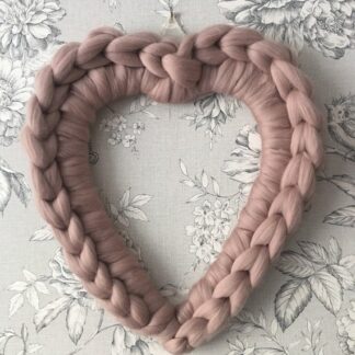 15" Chunky Knitted Merino Heart Wreath