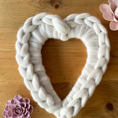 12" Chunky Knitted Merino Heart Wreath