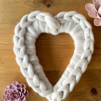 12" Chunky Knitted Merino Heart Wreath