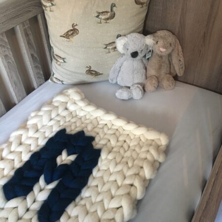 The Chunky Knitted Merino Personalised Letter Baby Blanket